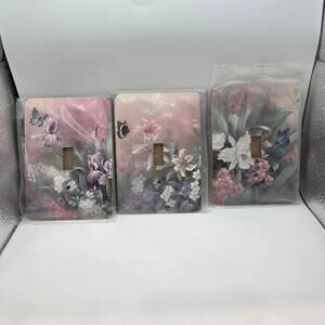 Vtg Floral Light Switch Plate Covers Set of 3 Cottage Butterflies Home Decor